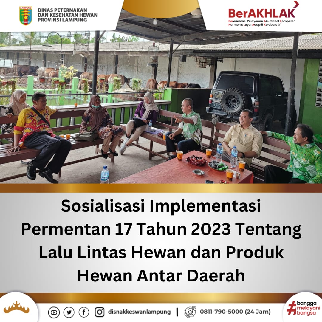 Sosialisasi Implementasi Permentan 17 Tahun 2023 Tentang Lalu Lintas Hewan dan Produk Hewan Antar Daerah